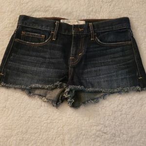 Abercrombie cutoff frayed dark denim shorts